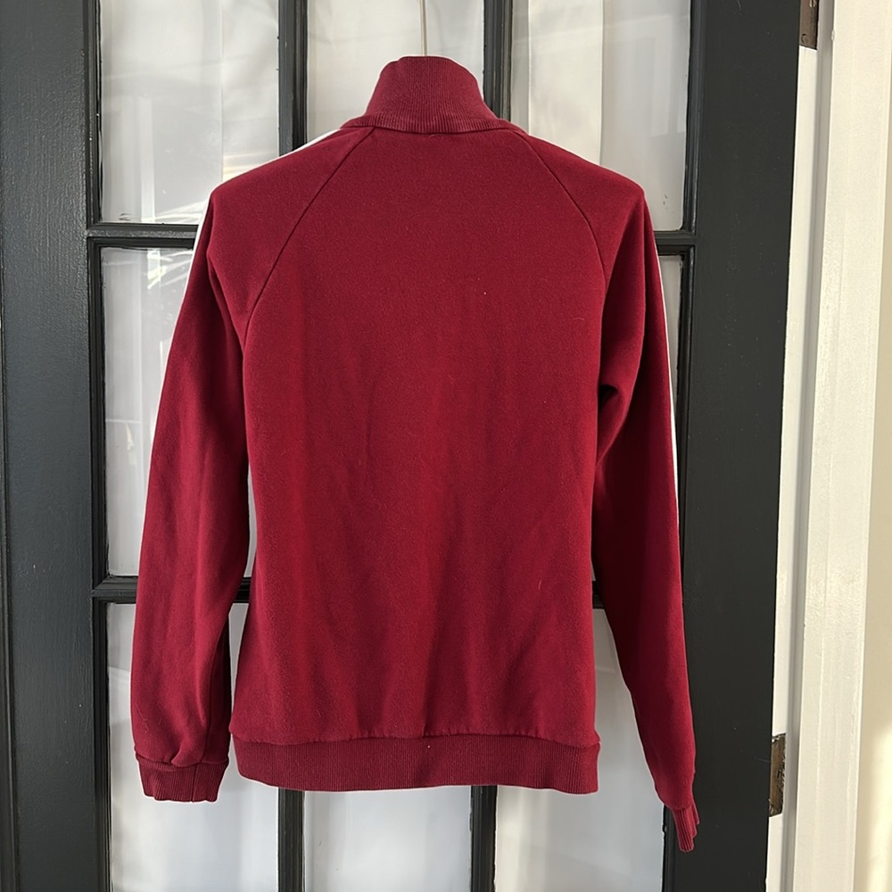 Adidas 3 Stripe Burgundy Quarter Zip Sweatshirt (m) - Picture 4 of 4